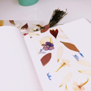 double pressed floral bookmark with tassle for bullet journaling and dot journaling bible ribbon